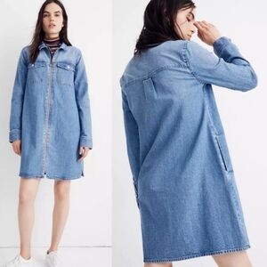 Madewell long sleeve Denim Zip-Front Shirtdress